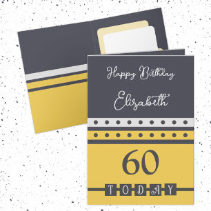 60 today grey yellow 60th birthday card