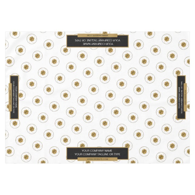 60"X84" Salon de Commerce Nappe Logo Or Blanc (Devant (Horizontal))