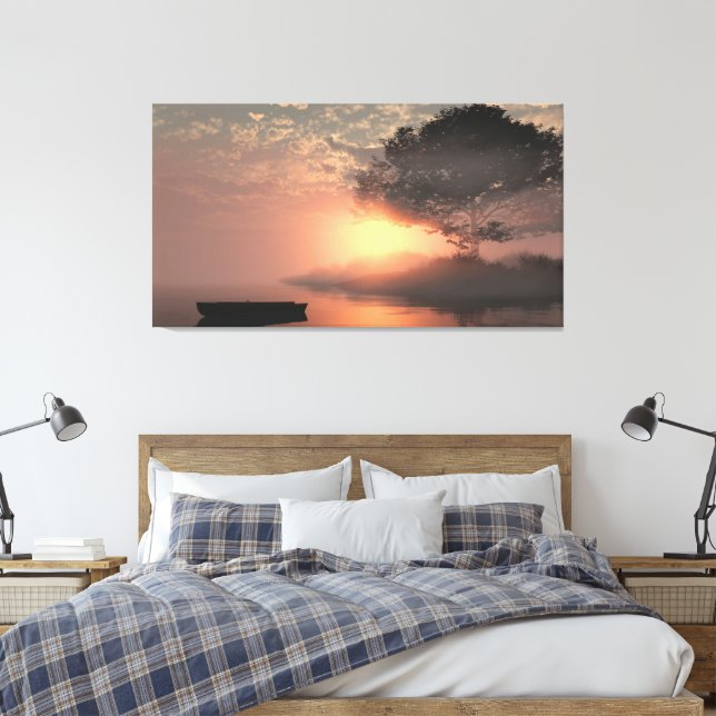 60" x 40" Canvas Art with "Misty Island" image (Insitu(Bedroom))