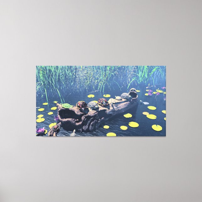 60" x 40" Canvas Art with "Turtles on a Log" image (Front)