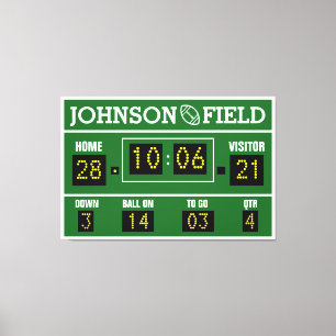 60" x 40" Personalized Football Scoreboard Canvas Print
