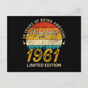 60 Year Old Bday 1961 Awesome Since 60th Birthday Postcard