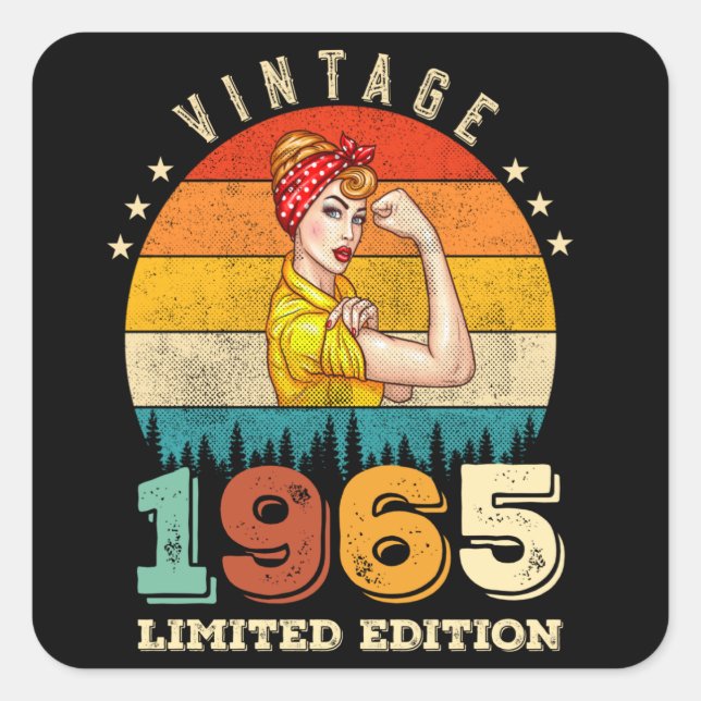 60 Year Old Bday 1965 Vintage 60th Birthday Women Square Sticker (Front)