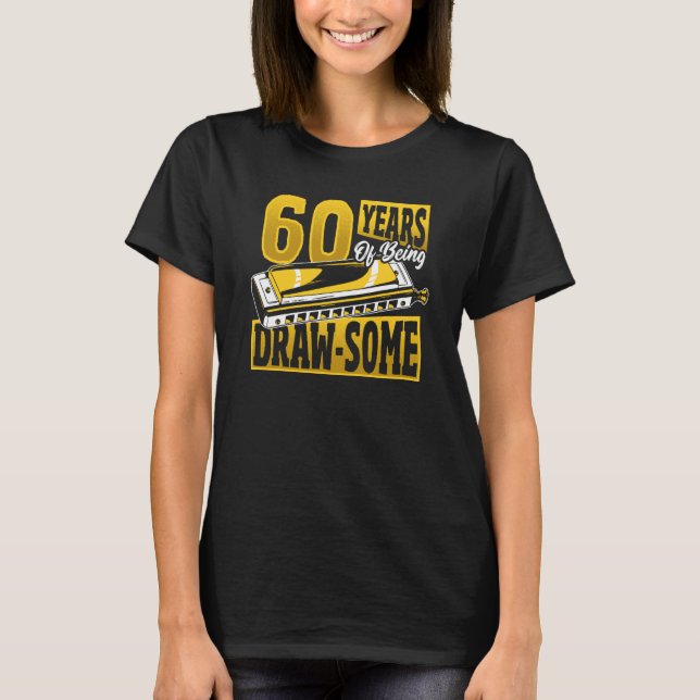 60 Year Old Harmonica Player Birthday T-Shirt (Front)