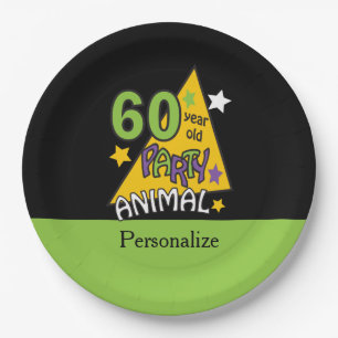 60 Year Old Party Animal - 60th Birthday Paper Plate
