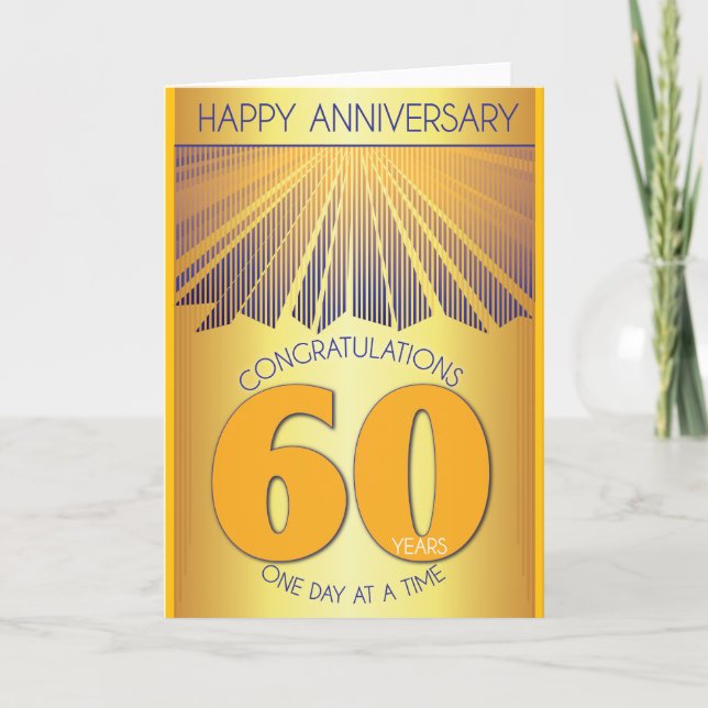 60 Year Sober Anniversary | Golden Ray 12 Step Card (Front)