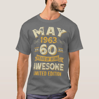 60 Years Awesome Vintage May 1963 60th Birthday T-Shirt