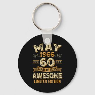 60 years awesome vintage may 1966 60th birthday keychain