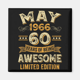 60 years awesome vintage may 1966 60th birthday  magnet