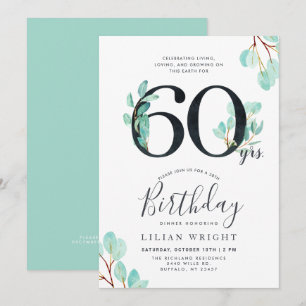 60 Years Growing   60th Birthday   Eucalyptus Invitation
