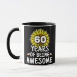 60 Years Of Being Awesome 60th Birthday 60 Years Mug<br><div class="desc">60 Years Of Being Awesome 60th Birthday 60 Years Sunflower Gift. Perfect gift for your dad,  mom,  papa,  men,  women,  friend and family members on Thanksgiving Day,  Christmas Day,  Mothers Day,  Fathers Day,  4th of July,  1776 Independent day,  Veterans Day,  Halloween Day,  Patrick's Day</div>