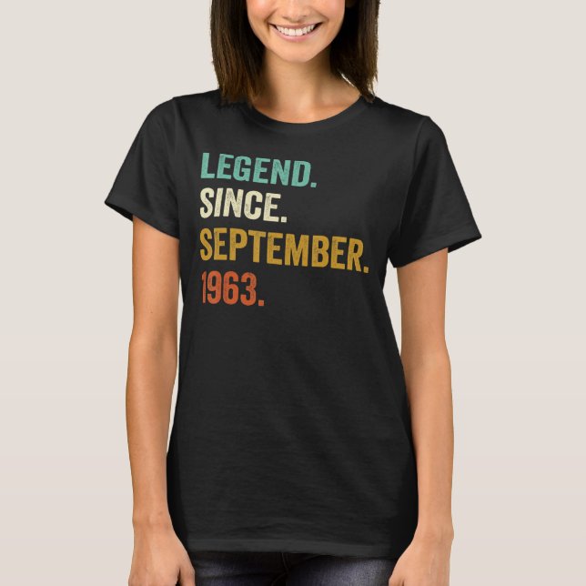 60 Years Old  60th Bday Men Legend Since September T-Shirt (Front)