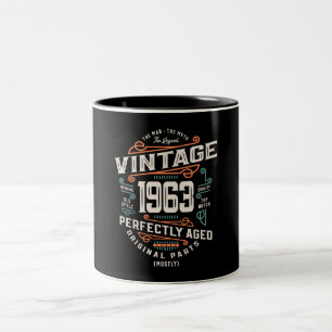 60 Years Old Vintage 1963 Man Myth Legend Two-Tone Coffee Mug
