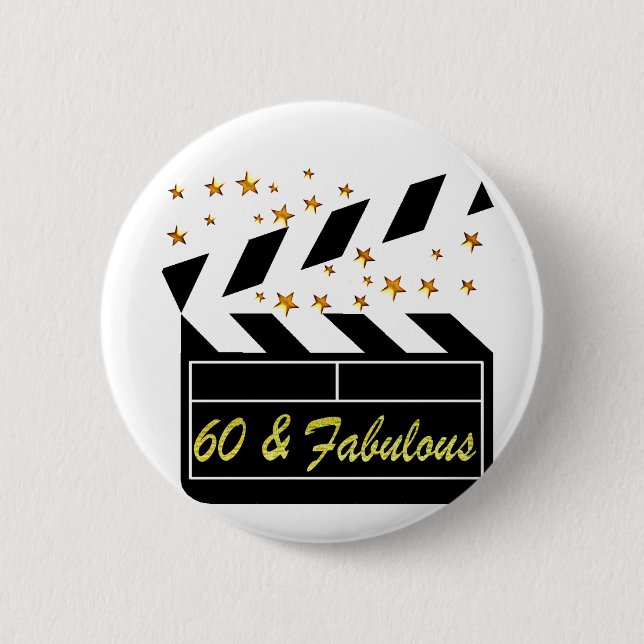60 YR OLD MOVIE STAR 2 INCH ROUND BUTTON (Front)