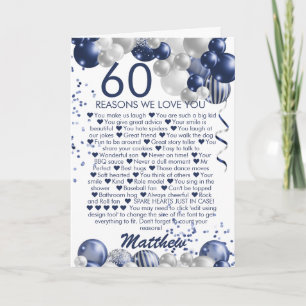 60e anniversaire 60 raisons Nous vous aimons Carte