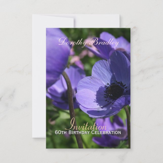 60e anniversaire Anemone Custom Invitation (Devant)