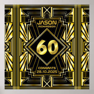60e anniversaire Art Déco Gold Black Great Gatsby