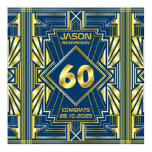 60e anniversaire Art Déco Gold Blue Great Gatsby