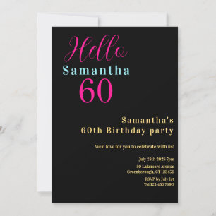 60e anniversaire Bright Colours Party Invitation