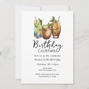 60e anniversaire Cocktails Invitation Décontractée