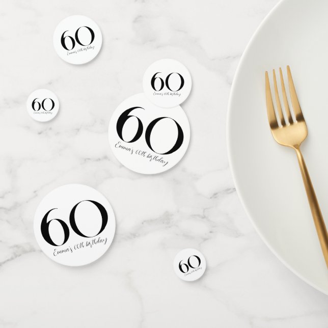 60e anniversaire Confetti noir et blanc (Groupe)