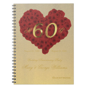 60e anniversaire de Mariage du livre d'or Red Rose