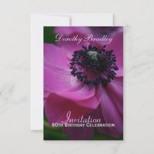 60e anniversaire fête Anemone Invitation personnal