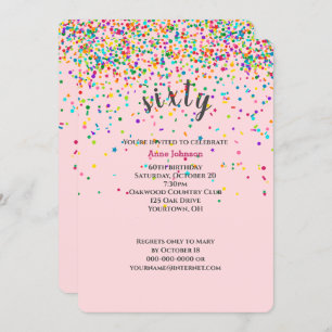 60e Anniversaire Fête confetti Invitation