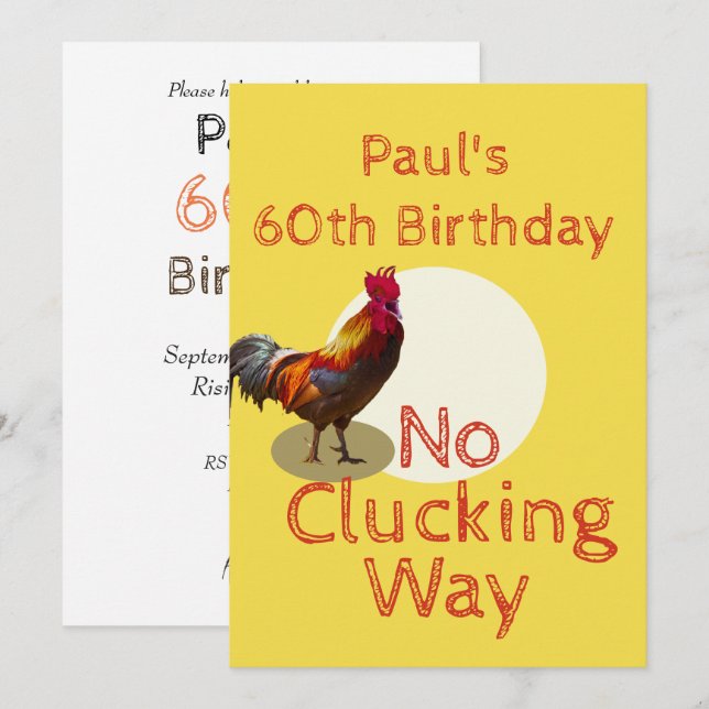 60e anniversaire Fun Chicken Invitation (Devant / Derrière)