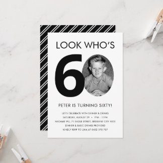 60e anniversaire Invitation avec photo