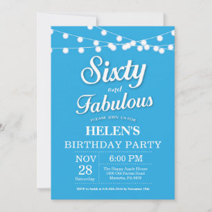 60e Anniversaire Invitation Bleu Fabuleux