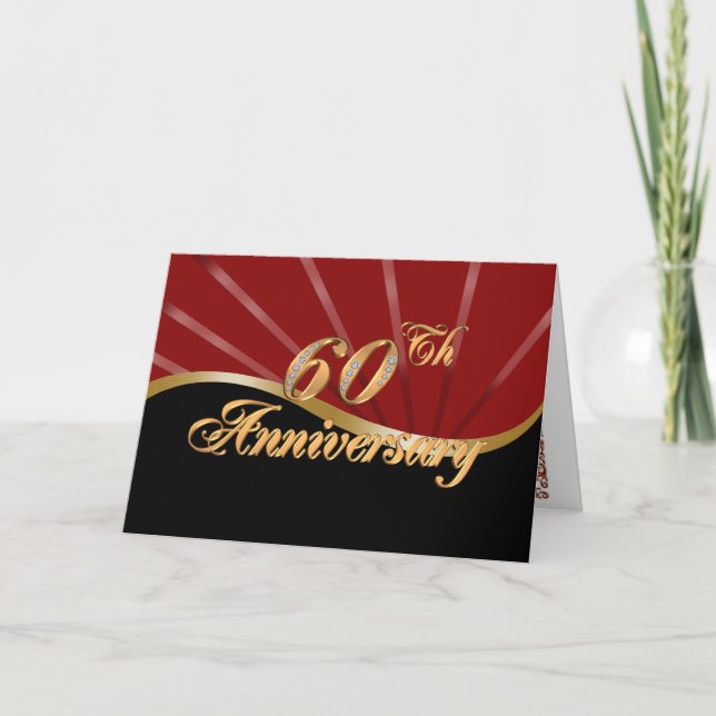 60e anniversaire invitation carte rouge noire (Devant)