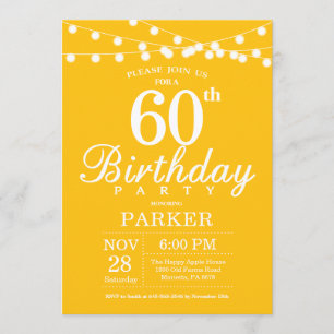 60e anniversaire Invitation Jaune