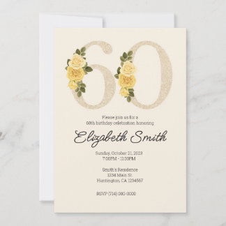 60e anniversaire Invitation Modèle Floral