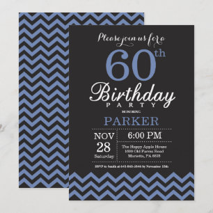 60e anniversaire Invitation noir et bleu