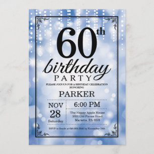 60e anniversaire Invitation Parties scintillant bl