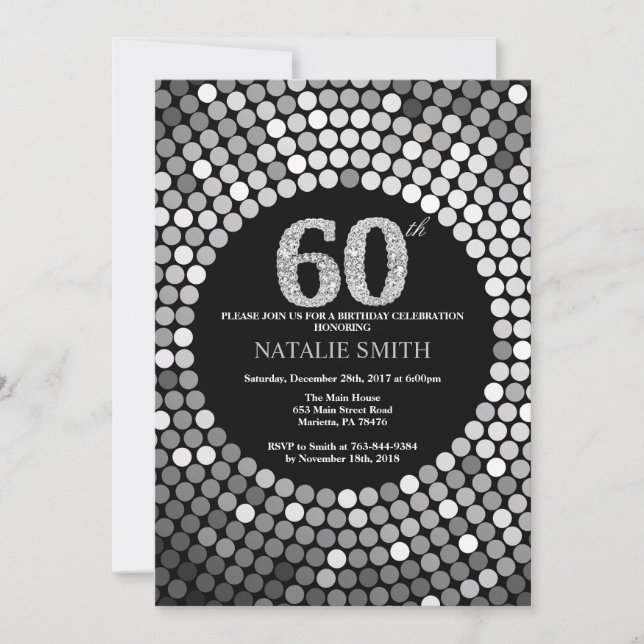 60e anniversaire Invitation Parties scintillant no (Devant)