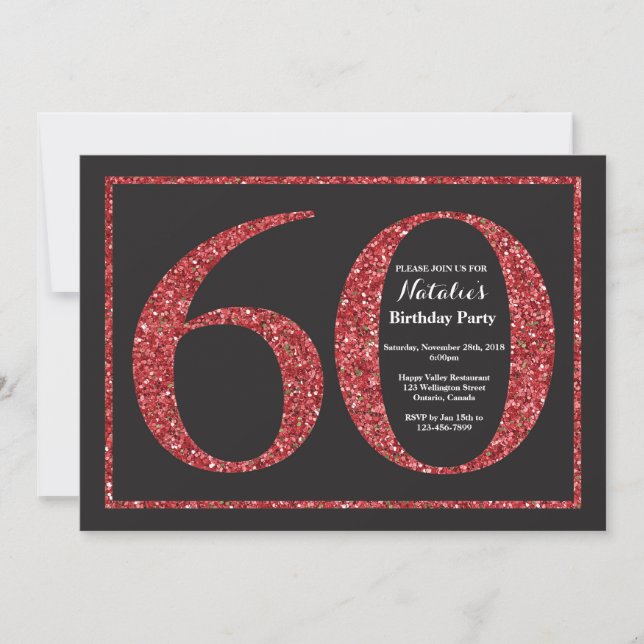 60e anniversaire Invitation Parties scintillant ro (Devant)