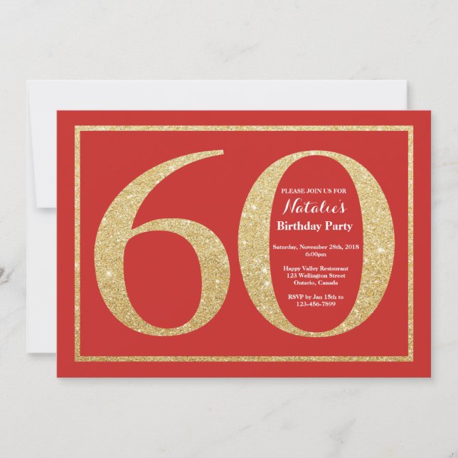 60e anniversaire Invitation Parties scintillant ro (Devant)