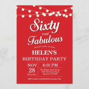 60e anniversaire Invitation Rouge Fabuleux