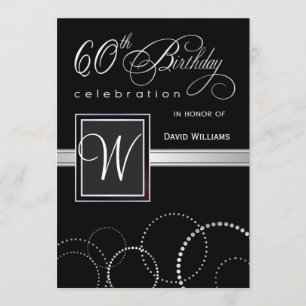 60e anniversaire Invitations à la fête - avec Mono