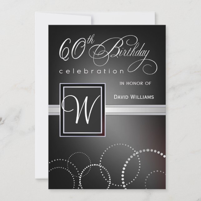 60e anniversaire Invitations à la fête - avec Mono (Devant)