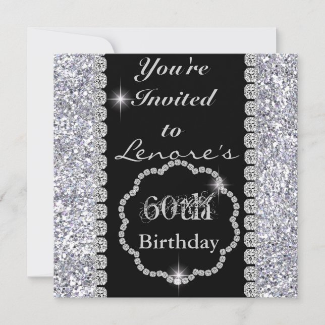 60e anniversaire INVITATIONS BLING (Devant)