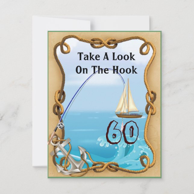 60e anniversaire Invitations de pêche pour les hom (Devant)