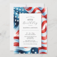 60e anniversaire Invitations drapeau américain
