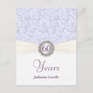 60e anniversaire Invitations Lavender Damask