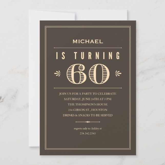 60e anniversaire Invitations pour hommes (Devant)