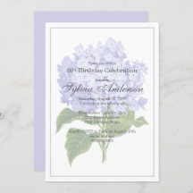 60e anniversaire Lavender Hydrangea Invitation