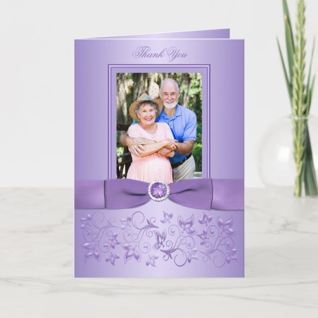 60e anniversaire Lilac Photo Carte de remerciement (Devant)