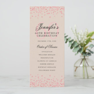 60e Anniversaire Menu du programme Merci Rose Gold